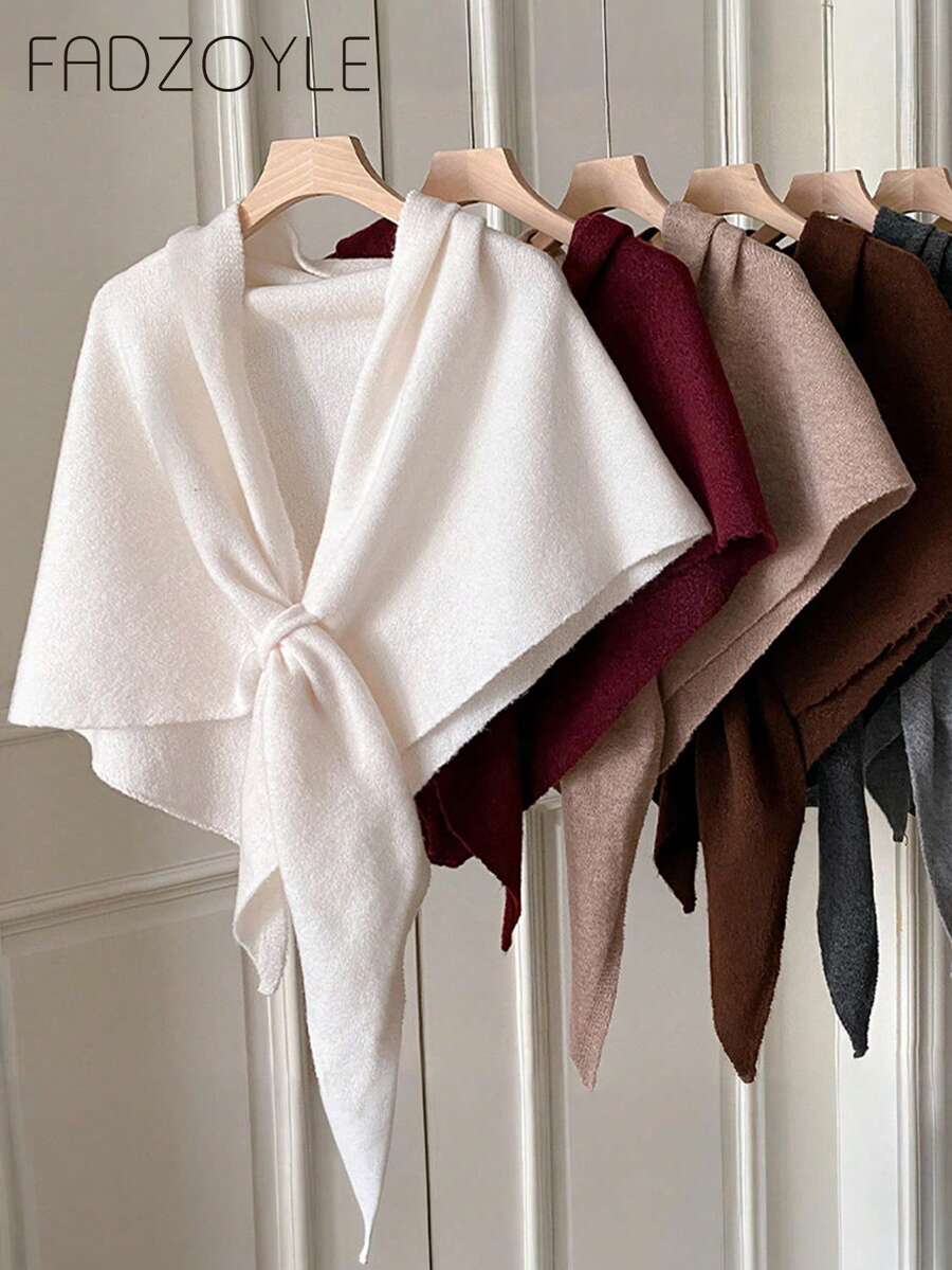 FADZOYLE 1 chiếc khăn choàng màu trơn, khăn trùm đầu Hijab cho mọi mùa thu đông, ấm áp, đan móc, kiểu áo khoác cardigan, áo choàng mềm mại hình tam giác, thích hợp cho du lịch, áo choàng poncho, trang trí, váy dạ hội, du lịch, công sở, đám cưới và làm quà tặng.