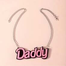 Minimalist Pink "DADDY" Letter Pendant Necklace, Father's Day Gift - Letter Pendant Necklace - View 1