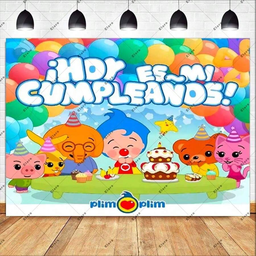 Cartoon Plim Ren's 1st  Party Decoration  Shower Cute Pig Rainbow Custom Vinyl Background Banner Photo Studio Props. - Phong cách hình ảnh chính - Xem 1