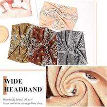 4 Stücke Bohemien Cashew Blume Muster Stirnbänder, lässige Urlaubshaar-Accessoires, Make-up Waschung Kreuz breite Stirnbänder, Herbst Accessoires Herbst Kopftuch Frauen Bandana Sport Schweißband Herbst Haarband Winter für Urlaubsoutfits Frau Sommer Boho Urlaub Grundlegende Accessoires - Verschiedenfarbig - Übersicht 4
