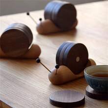 Black Walnut Cartoon Snail Stress Relief Creative Tea Cup Mat, Heat Insulation Coaster For Tea/Coffee Mugs - Multicolor - View 4