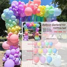 马卡龙色气球拱门套装，适用于生日派对、洗礼、婚礼、周年纪念、夏季室内外装饰 - 彩色 - 查看 9