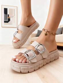FZY New Women's Home Slippers, Casual Sandals, Quiet Thick-Soled Slippers, Non-Slip Design, Comfortable Materials, Ergonomic Design, High-Quality Winter Home Slippers For Women, Suitable For Various Occasions And People, Solid Color Design, Stylish And Simple, An Indoor Essential, A Popular Bestseller.Must-Have Outfits For Valentine's Day,Essential Easter Outfits - 杏色 - 查看 4
