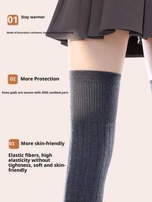 Cashmere Knee & Leg Warmers For Cold Protection - Thickened Thermal Lined, Anti-Slip, Suitable For Arthritis And Chronic Knee Pain, Joint Warmth1pair - Multicolor - View 9