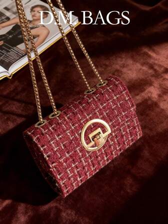 Fashionable Versatile Chain Decor Women's Handbag, Minimalist Cute & Elegant Crossbody Shoulder Bag