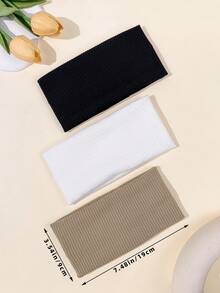 3pcs Solid Hair Band Casual, Gym Headband Turban Headband Sweatband, Hairband Fall Winter Hair Accessories For Women For Vacation Outfits Woman Elegant Scarf Women Bandana Soft Headwrap - Multicolor - View 4