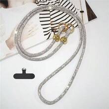 1条奢华水钻手机挂绳，长款斜挎式女士高端全钻吊链，新款精致闪亮腕链，高端包包链，流行相机防丢带 - 彩色 - 查看 8