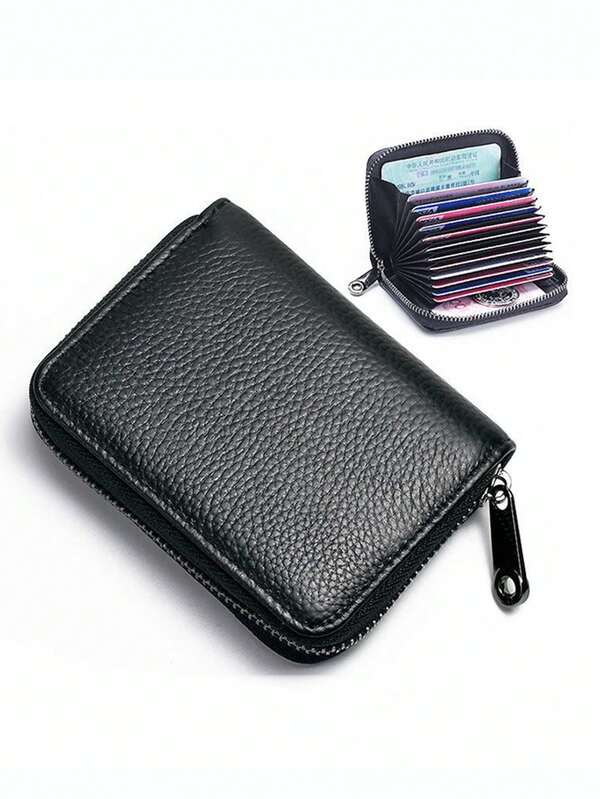 Men'S Ultra-Thin Zipper Card Holder With Coin Pocket - Lightweight Durable Business Design, 4-Season Essential Mini Wallet, Simple Stylish Construction