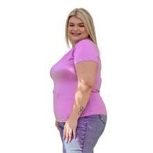 Blusa Feminina Decote V Plus Size sem estampa em viscolycra leve confortável ideal para trabalho ou dia a dia 3013.6.C3 - Lilás - Visão 4