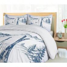 Winter Duvet Cover Set, Merry Theme Delicate Snowflakes, Vintage Holiday Pattern, 3 Piece Bedding Set With 2 Pillow Shams, Size, Teal White - Blue White - View 6