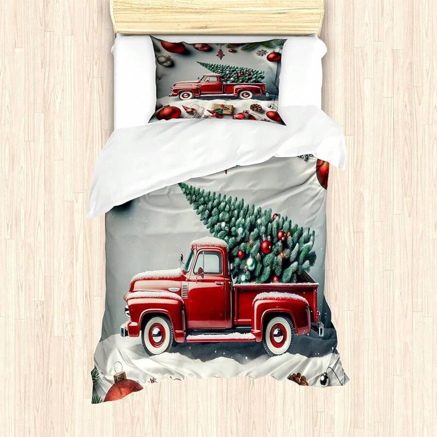 Winter Duvet Cover Set, Merry Theme Delicate Snowflakes, Vintage Holiday Pattern, 3 Piece Bedding Set With 2 Pillow Shams, Size, Teal White - 灰藍寶石 - 查看 1