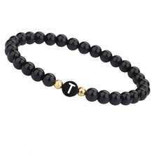 1pc 6mm Black Letter B Elastic Casual Minimalist Women Beaded Bracelet - Golden B2442 - View 16