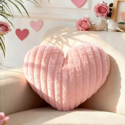 Gối trang trí hình trái tim ngày Valentine, gối tựa lưng mềm mại, bông xốp bằng lông giả dễ thương cho ghế sofa, ghế bành, giường ngủ, phòng ngủ, trang trí nhà cửa, màu hồng.