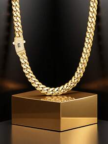 14K Gold-Plated Miami Cuban Link Necklace With Sparkling White CZ - Tarnish Resistant Gift For Him & Her (6-14mm, 16-30 Inch) - 金色 - 查看 3