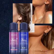 闪光喷雾 - 瞬间闪亮效果，不油腻，持久光泽，适用于面部、身体、头发、派对妆容、舞会、婚礼、万圣节。 - 彩色 - 查看 3