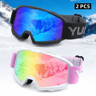 2 PCS Ski Goggles Women Men Snowboard Glasses TPU Frame PC HD Lens Snowproof Adjustable Strap
