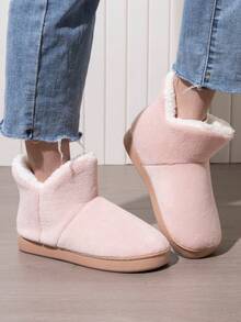 Autumn/Winter New High-Top Thermal Slippers, Couples Style, Closed Toe, Thermal Lining, Thick Sole, Non-Slip, Indoor & Outdoor Wear - Pink - View 5