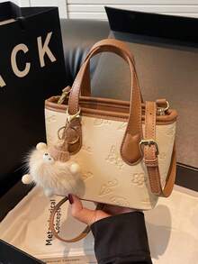 Faux Leather Solid Color Mini Bucket Bag, Versatile Casual Handbag & Shoulder Bag - White - View 7