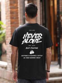 Men Slogan Graphic Tee - Black - View 3