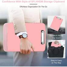 8.5 x 11 英寸 A4 塑料文件夹，带储物空间，护士专用文件夹，带独立笔槽，多功能文件夹，带书写板，大容量文件整理盒，适用于办公室和学习 - 高强度塑料文件夹，带储物空间、金属质感夹子、笔槽和挂孔，侧开式活页夹