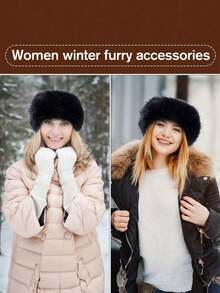 1pc Women Solid White Fuzzy Headband, Earwarmer Hair Band ,Empty Top Winter Fluffy Hat Accessories Winter - 白色 - 查看 7