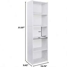 5-Tier Open Bookcase And Bookshelf, Open Storage Shelf, Freestanding Display Storage Shelves Tall Book Shelf For Bedroom, Living Room And Office (White) - 白色 - 查看 3