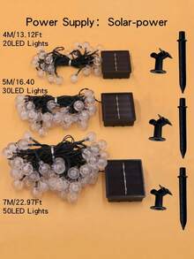 1 pièce Guirlande lumineuse solaire à 20 ampoules de 4 m / 30 ampoules de 5 m / 50 ampoules de 7 m avec boule à bulles et 8 fonctions, décoration extérieure de jardin avec boule de cristal, décoration de fête, boule à bulles solaire LED, décoration de Noël, éclairage de camping, éclairage LED extérieur pour la saison des déménagements - Jaune citron - Voir 9