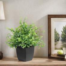 1pc Artificial Potted Plant, Mini Fake Eucalyptus Bonsai, Small Artificial Green Potted Plant, Suitable For Indoor Office, Home, Bathroom, Dining Table Decor
