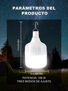30-200W Luz de emergencia, Lámpara LED Recargable USB, Farol Multifuncional Portátil para Acampar, Luz para Tienda de Campaña, Iluminación Exterior y Jardín Impermeable IP65, Proyector LED con 3 Modos, Resistente al Agua, Lámpara Colgante para Senderismo, Pesca y Cortes de Energía - Blanco - Ver 8