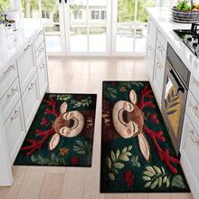 1 pieza Felpudo con estampado de ciervo, decoración navideña, se puede usar como regalo de Navidad, material similar a la felpa, muy absorbente y fácil de limpiar, adecuado para decoración del hogar, estilo rústico, entrada, interior, habitación, cocina, comedor, pequeña oficina/oficina en casa, fregadero, lavandería, felpudo, alfombra de cocina, alfombra antideslizante