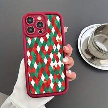 Rejilla de diamante de navidad rojo mate conjunto completo de protección anti-caídas y antichoque para apple 16Promax/ 16Plus/ 16/16pro / 15Promax/ 15Pro/ 15Plus/ 15/14/14plus / 14Pro/ 14Promax/ 13/ 13Pro/ 13Promax/ 12/ 12Pro/ 12Promax/ 11/ 11Pro/ 11Pro Max - Blanco - Ver 3