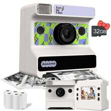 Children's Camera Is Ready To Take Photos, 48 Megapixel Digital Camera, Preferred For Birthday Gifts, 1080P Instant Printing Camera For Selfies, Built-In 32GB SD Card With Stickers For DIY, Suitable For Boys And Girls, Suitable For 6+Year Old Boys And Girls During The School Season And Birthday Gifts, Children's Camera, Children's Specific Camera