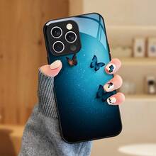 Funda de Teléfono de Vidrio Templado para iPhone 16, 16e, 15 Pro Max, 14 Plus, 13, 12, 11 Pro Max - Cubierta Protectora Oscura y Moderna (OT6458) - Colores mixtos - Ver 1