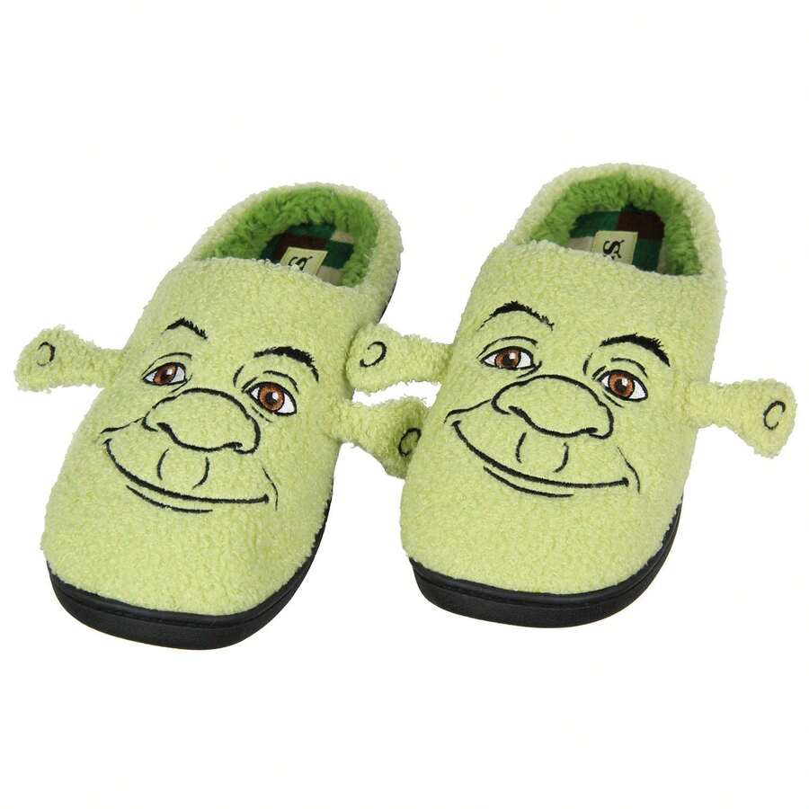 Universal Shrek Men's Embroidered Big Face With 3D Ears Fleece Lined Slippers - 彩色 - 查看 1