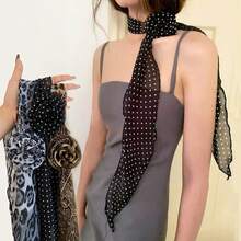 1pc Soft And Elegant Lace Scarf,Fashion Botanical Scarf,Embroidery Skinny Scarves, Office Ladies Wrist Hair Bands Scarf Turban Headscarf Neck Towel For Dress - White - View 12