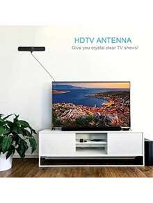 2025年升级版超薄电视天线，适用于智能电视和老式电视，覆盖范围达1000英里，高增益同轴电缆数字电视接收器 - 黑色 - 查看 7