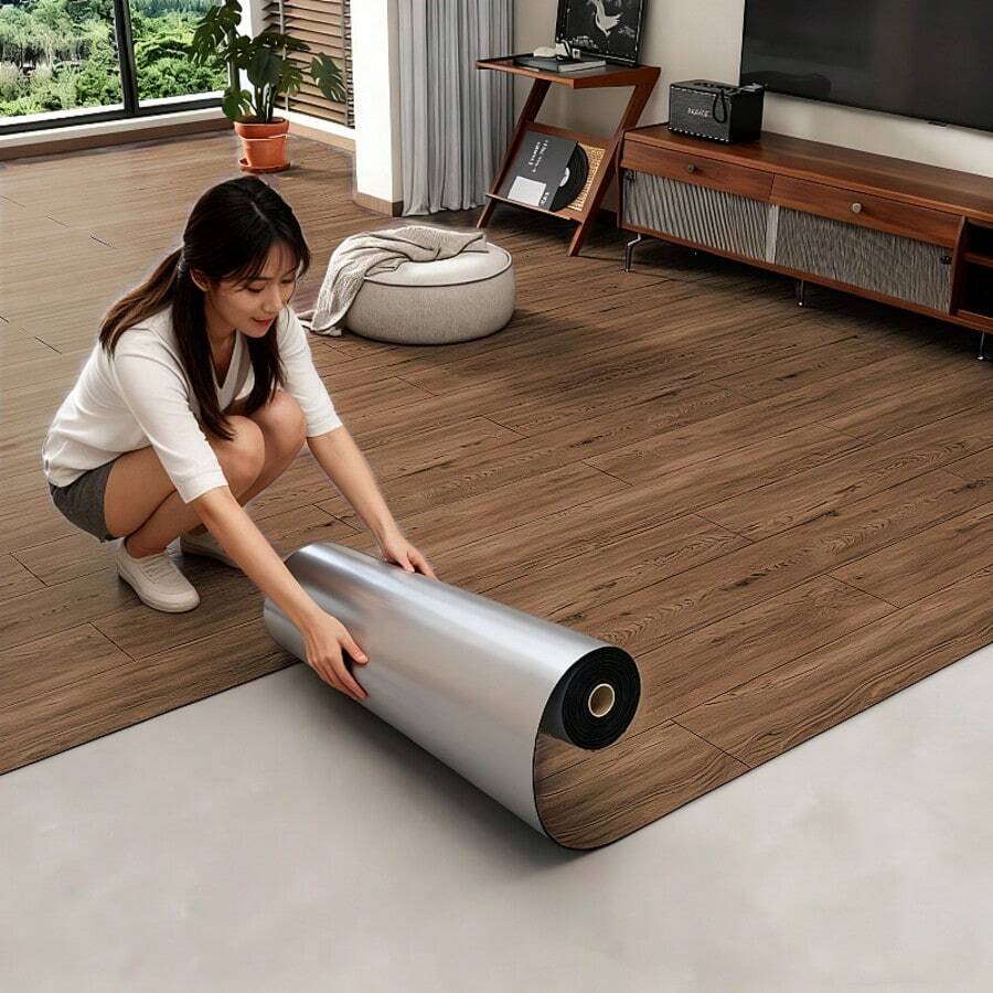 1 rolka luksusowych, zabytkowych, samoprzylepnych płytek podłogowych 3D z fakturą drewna, gruba warstwa samoprzylepna, wodoodporna, odporna na zużycie, odpowiednia do renowacji podłóg w pomieszczeniach, kawiarni, barów, na ściany i podłogi, naklejki podłogowe w stylu vintage, wystrój wnętrz, 118 cali x 15,75 cala