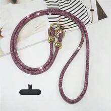 1条奢华水钻手机挂绳，长款斜挎式女士高端全钻吊链，新款精致闪亮腕链，高端包包链，流行相机防丢带 - 彩色 - 查看 12