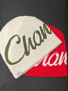 1pc Y2K Unisex Reversible Beanie Hat - Windproof Stretchy Knitted Skull Cap For Men And Women, Letter Pattern, Dopamine Colors , Hip Hop Streetwear, Casual Autumn/Winter Accessory & Christmas Gifts For Men/Women