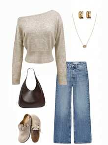 Suéter de punto sexy con hombros descubiertos, cómodo y elegante, adecuado para citas, reuniones casuales y viajes en otoño/invierno