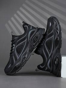 Fashion Casual Men's Shoes,Classic Stylish Men Sports Shoes Lace-Up Running Shoes,Personalized Men Sneakers Street Casual Shoes - Black - View 2