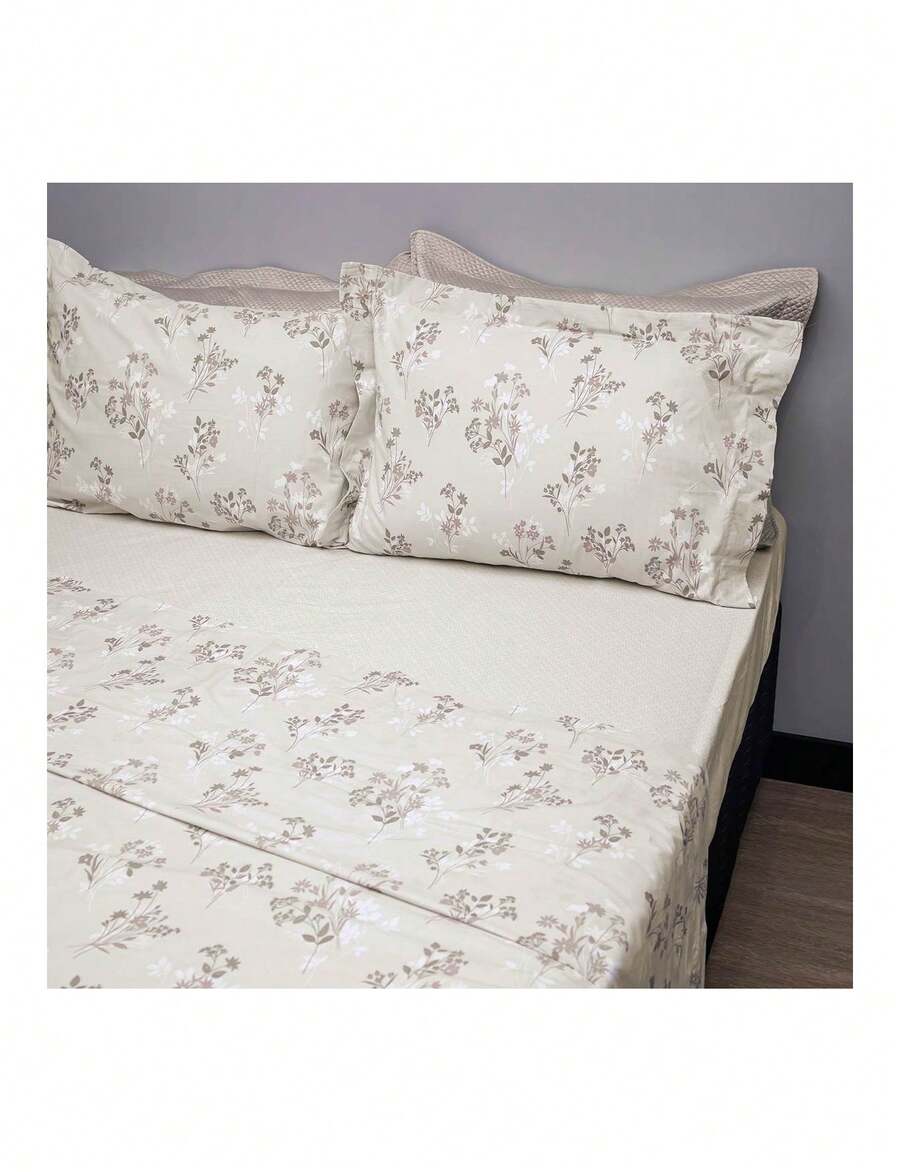 Appel Single Bed Sheet Set, 3 Pieces, 100% Cotton Percale, 200 Thread Count, Cotton Dreams - Creamy White - View 1