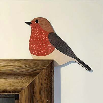 2pcs Wooden Bird Wall Decor Hanging, Boho Style Door Frame Cabinet Corner Ornament, Bird Wall Art Home Decor For Living Room Bedroom Background, Wooden Craft