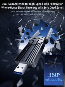 HP WIFI 6 AX300 USB WiFi Wireless Adapter WF100 Network Card 2.4G Wi-Fi Mini Dongle Receiver For PC/Laptop Win7/10/11 Drive Free - WF100 - View 7