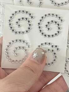 3件/套 ins风高品质3D水晶翅膀、圆形、五角星银色水钻贴纸，适用于装饰日记本、手账、化妆品，批发 - 銀色 - 查看 12