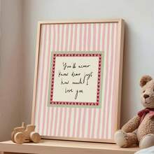 Tranh canvas treo tường 1 tấm, thích hợp cho phòng trẻ em, "Em yêu, em sẽ không bao giờ biết anh yêu em nhiều đến thế nào." Trang trí phòng bé màu hồng và xanh lá cây, tranh tường sọc ấm áp, thích hợp cho phòng trẻ sơ sinh - Sản phẩm in vật lý - Áp dụng cho: Trang trí phòng trẻ em, trang trí phòng trẻ sơ sinh, trang trí phòng chơi, trang trí trường mẫu giáo, trang trí phòng bé trai/bé gái, chống thấm nước. Quà tặng trang trí tiệc, thích hợp cho sinh nhật bé gái, phòng ngủ bé gái, đồ dùng cho bé, quà tặng bé trai, trang trí phòng trẻ sơ sinh. - Nhiều màu - Xem 7