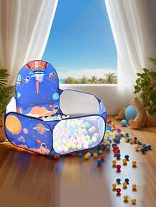 1个海洋主题弹出式球池帐篷，适合婴幼儿玩耍，男孩女孩皆宜的玩具礼物，不含球类，大型弹出式儿童球池帐篷，是游戏屋、婴儿爬行围栏的理想之选，包含篮球架，是万圣节、圣诞节、复活节、感恩节和生日的绝佳礼物 - 彩色 - 查看 6