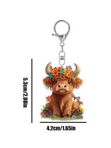 Ciondolo in acrilico carino a forma di mucca delle Highlands, ciondolo di yak con corona, decorazione piatta in acrilico 2D, vitello carino e farfalla seduti sull'erba, ciondolo per auto, portachiavi famiglia di vitelli cartoni animati carini, decorazione per borse, ciondolo a forma di drago e gambero, motivo carino di yak, ciondolo per auricolari, ciondolo per custodia del telefono, perfetto per chiavi d'auto, zaini e borse, regali carini per famiglia, insegnanti, amici, amanti, regali per il ritorno a scuola, regali per le vacanze - Multicolore - Visualizzare 9