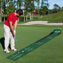 Golf Putting Mat - Professional Golf Putting Set, No Training Balls - Automatic Rebound System, 3/5/7 Foot Track And Back Collector, Improve Putting Skills, Suitable For Indoor And Outdoor Practice, Green Lawn, Golf Training Tool, Golf Accessories - Upgraded Version - View 4