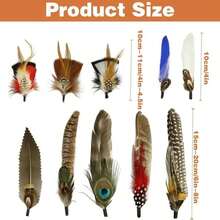 10Pcs Hat Feathers, Natural Feathers Peacock Feathers For Hats, Colorful Feathers Pin Cowboy Hat Feather For Western Cowboy Hats Christmas Party Hats, Feathers Accessories DIY Decorations (10 Style) - trắng - Xem 7